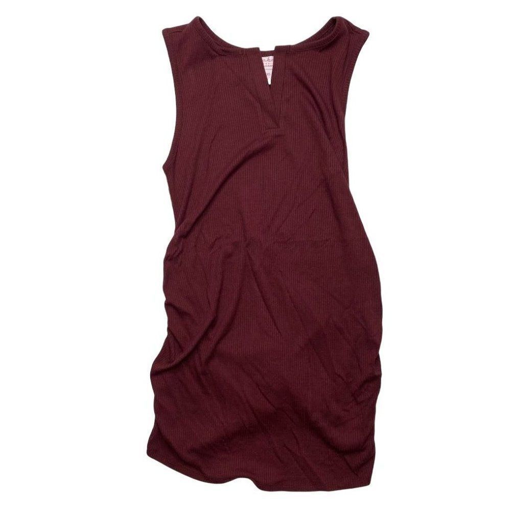 Isabel Maternity Henley Top Women's Small Red Sleeveless Stretchy Rib-Knit NEW